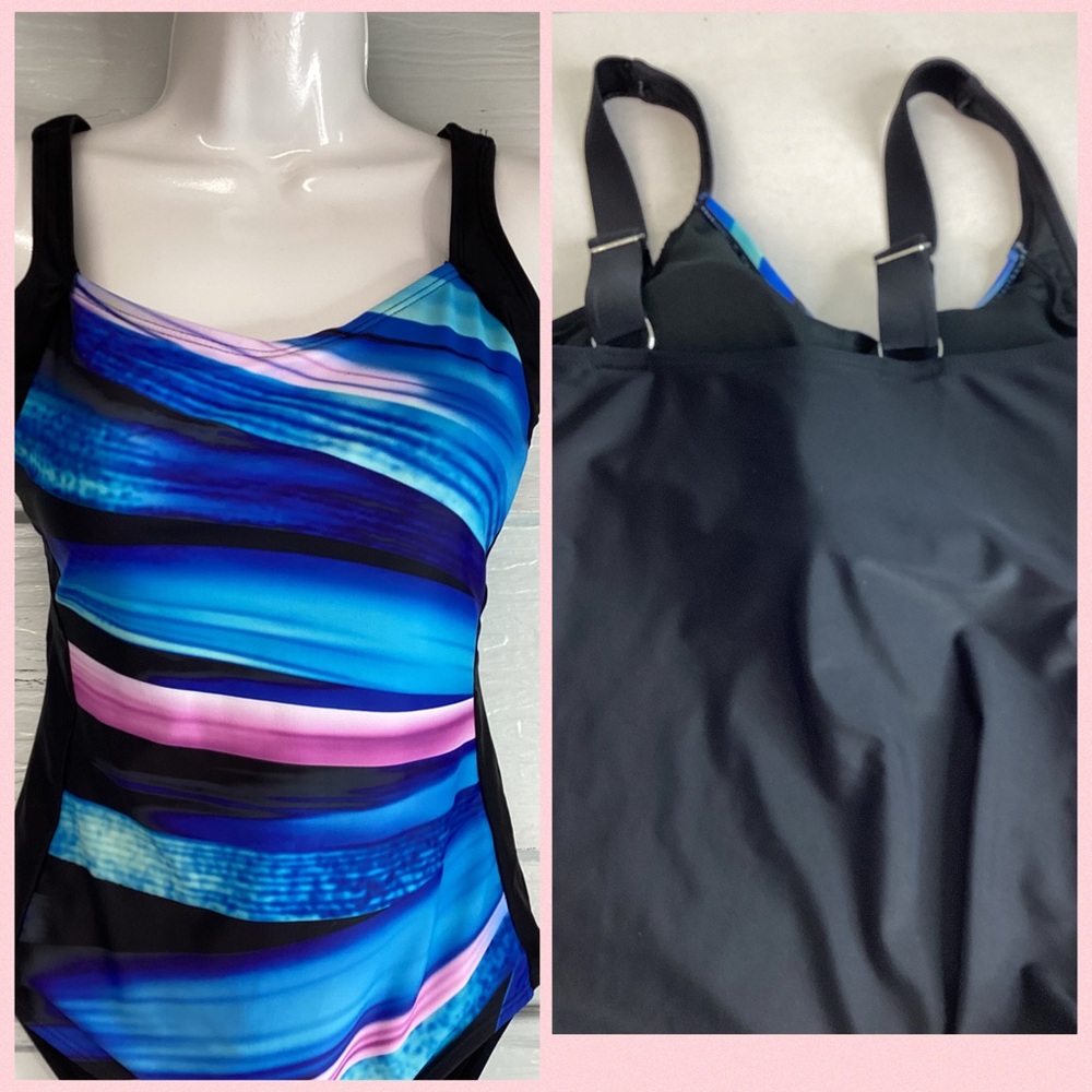 Classic Blue Brushstroke One-Piece Swimsuit - Women Swim.48 - Picture 4 of 8